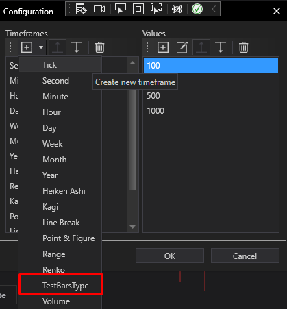 Select custom bar type